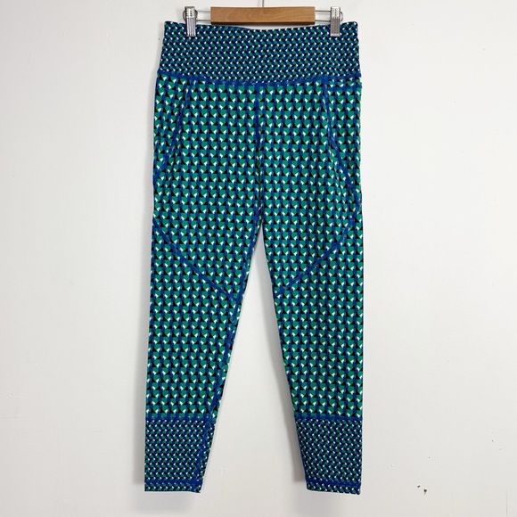 Sweaty Betty Power 7/8 Leggings Womens US 6 Blue Green Ankle Print Block NWT - Picture 1 of 13